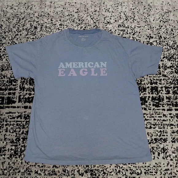 American Eagle Dusty Blue Logo Graphic Tee - Size XS - EUC - Picture 14 of 14